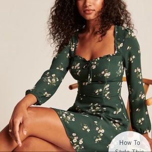 A&F Abercrombie & Fitch Portrait Neck Long Sleeve Mini Dress